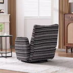 Fauteuil d'appoint pivotant moderne TUYOHW avec canapé simple de loisirs rembourré à rayures et accoudoirs à support métallique, fauteuil pivotant pour salon, chambre à coucher