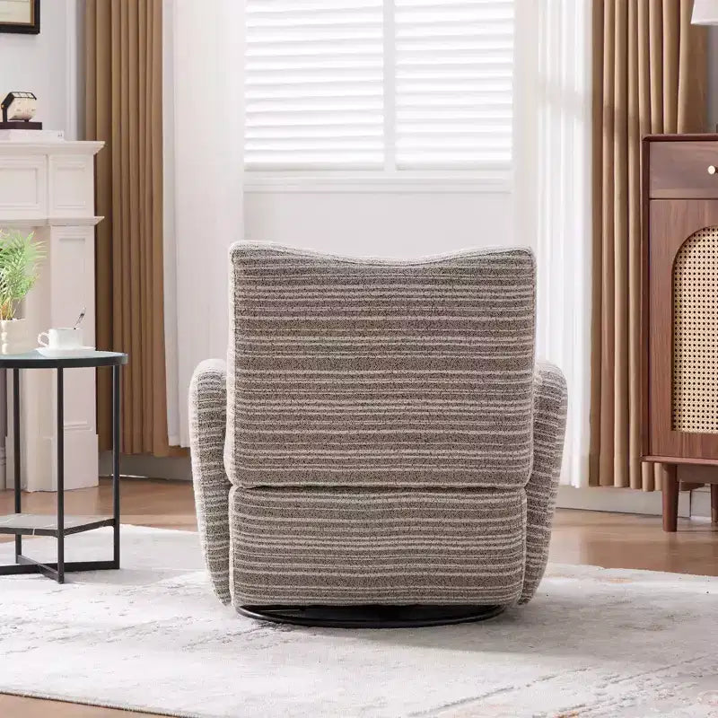 Fauteuil d'appoint pivotant moderne TUYOHW avec canapé simple de loisirs rembourré à rayures et accoudoirs à support métallique, fauteuil pivotant pour salon, chambre à coucher