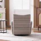 Fauteuil d'appoint pivotant moderne TUYOHW avec canapé simple de loisirs rembourré à rayures et accoudoirs à support métallique, fauteuil pivotant pour salon, chambre à coucher