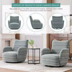 Fauteuil d'appoint pivotant moderne TUYOHW avec canapé simple de loisirs rembourré à rayures et accoudoirs à support métallique, fauteuil pivotant pour salon, chambre à coucher