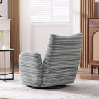 Fauteuil d'appoint pivotant moderne TUYOHW avec canapé simple de loisirs rembourré à rayures et accoudoirs à support métallique, fauteuil pivotant pour salon, chambre à coucher