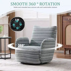 Fauteuil d'appoint pivotant moderne TUYOHW avec canapé simple de loisirs rembourré à rayures et accoudoirs à support métallique, fauteuil pivotant pour salon, chambre à coucher