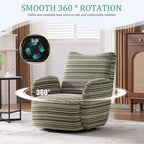 Fauteuil d'appoint pivotant moderne TUYOHW avec canapé simple de loisirs rembourré à rayures et accoudoirs à support métallique, fauteuil pivotant pour salon, chambre à coucher