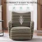 Fauteuil d'appoint pivotant moderne TUYOHW avec canapé simple de loisirs rembourré à rayures et accoudoirs à support métallique, fauteuil pivotant pour salon, chambre à coucher