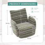 Fauteuil d'appoint pivotant moderne TUYOHW avec canapé simple de loisirs rembourré à rayures et accoudoirs à support métallique, fauteuil pivotant pour salon, chambre à coucher