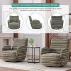 Fauteuil d'appoint pivotant moderne TUYOHW avec canapé simple de loisirs rembourré à rayures et accoudoirs à support métallique, fauteuil pivotant pour salon, chambre à coucher