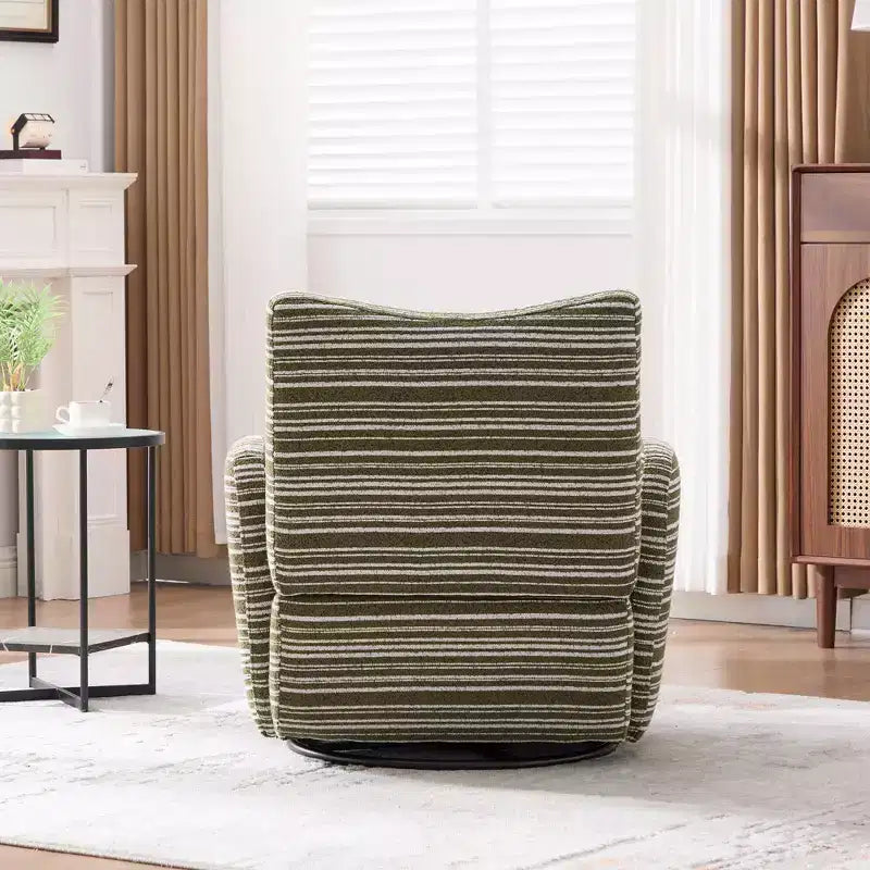 Fauteuil d'appoint pivotant moderne TUYOHW avec canapé simple de loisirs rembourré à rayures et accoudoirs à support métallique, fauteuil pivotant pour salon, chambre à coucher