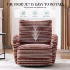 Fauteuil d'appoint pivotant moderne TUYOHW avec canapé simple de loisirs rembourré à rayures et accoudoirs à support métallique, fauteuil pivotant pour salon, chambre à coucher