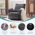 Fauteuil d'appoint pivotant moderne TUYOHW avec canapé simple de loisirs rembourré à rayures et accoudoirs à support métallique, fauteuil pivotant pour salon, chambre à coucher