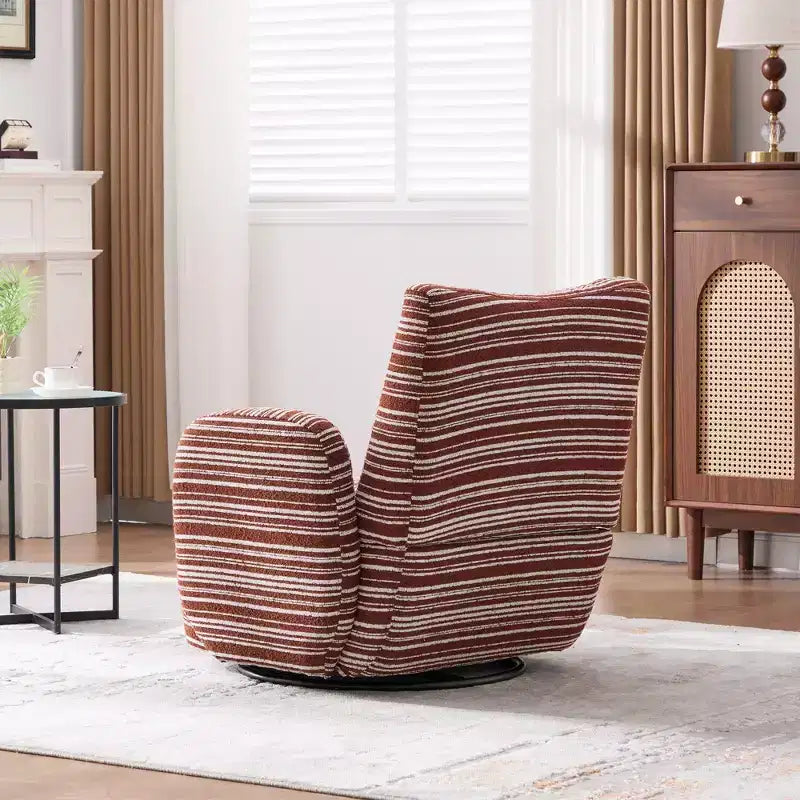 Fauteuil d'appoint pivotant moderne TUYOHW avec canapé simple de loisirs rembourré à rayures et accoudoirs à support métallique, fauteuil pivotant pour salon, chambre à coucher