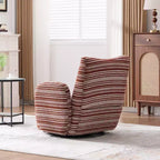 Fauteuil d'appoint pivotant moderne TUYOHW avec canapé simple de loisirs rembourré à rayures et accoudoirs à support métallique, fauteuil pivotant pour salon, chambre à coucher