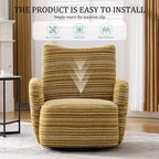 Fauteuil d'appoint pivotant moderne TUYOHW avec canapé simple de loisirs rembourré à rayures et accoudoirs à support métallique, fauteuil pivotant pour salon, chambre à coucher