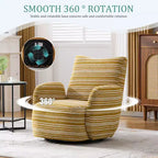 Fauteuil d'appoint pivotant moderne TUYOHW avec canapé simple de loisirs rembourré à rayures et accoudoirs à support métallique, fauteuil pivotant pour salon, chambre à coucher