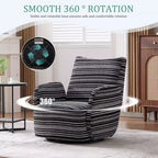 Fauteuil d'appoint pivotant moderne TUYOHW avec canapé simple de loisirs rembourré à rayures et accoudoirs à support métallique, fauteuil pivotant pour salon, chambre à coucher