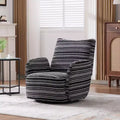 Fauteuil d'appoint pivotant moderne TUYOHW avec canapé simple de loisirs rembourré à rayures et accoudoirs à support métallique, fauteuil pivotant pour salon, chambre à coucher