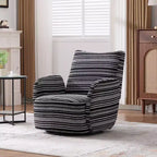 Fauteuil d'appoint pivotant moderne TUYOHW avec canapé simple de loisirs rembourré à rayures et accoudoirs à support métallique, fauteuil pivotant pour salon, chambre à coucher