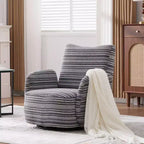 Fauteuil d'appoint pivotant moderne TUYOHW avec canapé simple de loisirs rembourré à rayures et accoudoirs à support métallique, fauteuil pivotant pour salon, chambre à coucher