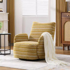 Fauteuil d'appoint pivotant moderne TUYOHW avec canapé simple de loisirs rembourré à rayures et accoudoirs à support métallique, fauteuil pivotant pour salon, chambre à coucher
