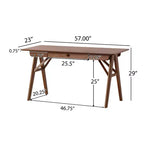 TUYOHW 57 Bureau d'ordinateur en bois d'hévéa avec 1 tiroir, pieds en A, bureau pour jeux, études, bureau, petits espaces, noyer
