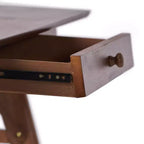 TUYOHW 57 Bureau d'ordinateur en bois d'hévéa avec 1 tiroir, pieds en A, bureau pour jeux, études, bureau, petits espaces, noyer
