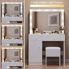 BALHAM TRADE-Coiffeuse avec miroir 11 lumières LED Prise de courant Ensemble de maquillage Meuble de rangement Tiroirs Chaise