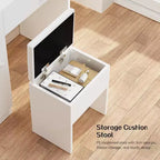 BALHAM TRADE-Coiffeuse avec miroir 11 lumières LED Prise de courant Ensemble de maquillage Meuble de rangement Tiroirs Chaise