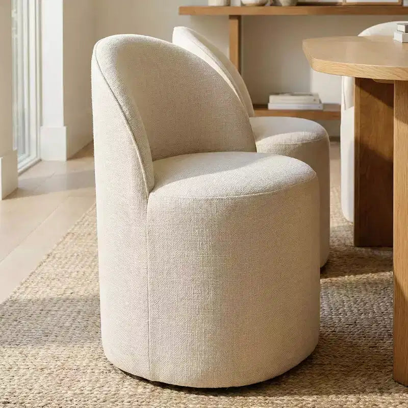 Ensemble table de salle à manger 6 personnes, table ovale 79 po et chaises baquets sans accoudoirs en tissu chenille avec roulettes, parfait pour les cuisines - Panipeachy