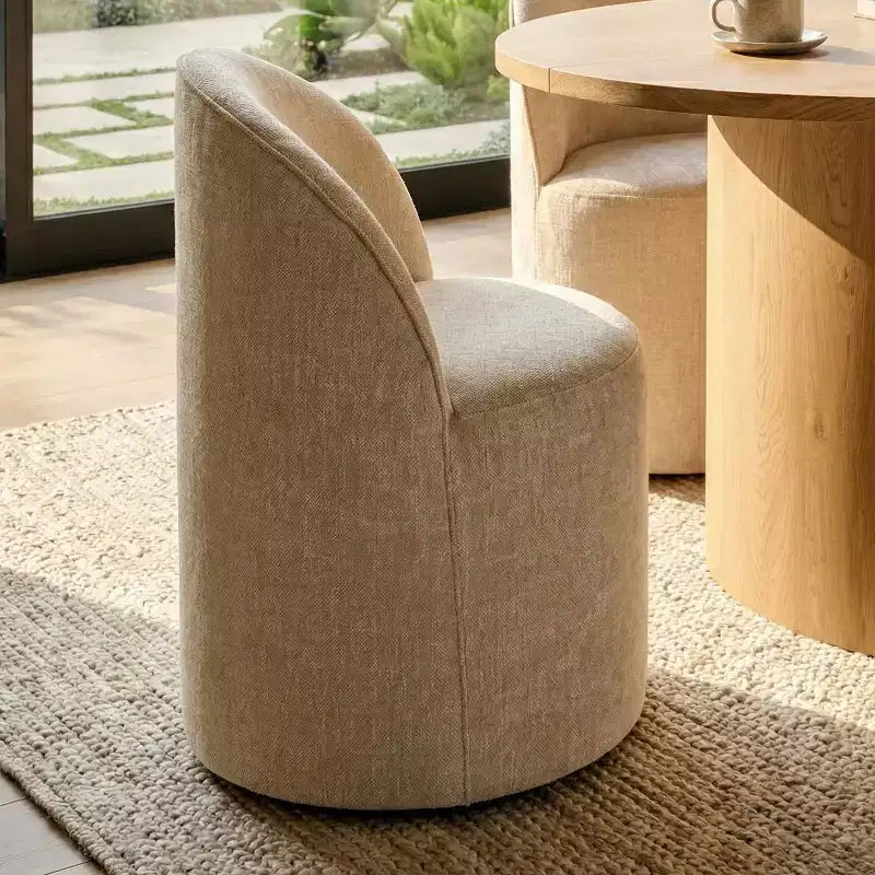 Ensemble table de salle à manger 6 personnes, table ovale 79 po et chaises baquets sans accoudoirs en tissu chenille avec roulettes, parfait pour les cuisines - Panipeachy
