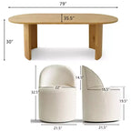 Ensemble table de salle à manger 6 personnes, table ovale 79 po et chaises baquets sans accoudoirs en tissu chenille avec roulettes, parfait pour les cuisines - Panipeachy