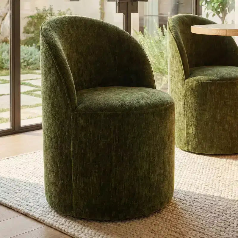 Ensemble table de salle à manger 6 personnes, table ovale 79 po et chaises baquets sans accoudoirs en tissu chenille avec roulettes, parfait pour les cuisines - Panipeachy