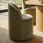 Ensemble table de salle à manger 6 personnes, table ovale 79 po et chaises baquets sans accoudoirs en tissu chenille avec roulettes, parfait pour les cuisines - Panipeachy