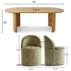 Ensemble table de salle à manger 6 personnes, table ovale 79 po et chaises baquets sans accoudoirs en tissu chenille avec roulettes, parfait pour les cuisines - Panipeachy
