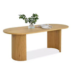 Ensemble table de salle à manger 6 personnes, table ovale 79 po et chaises baquets sans accoudoirs en tissu chenille avec roulettes, parfait pour les cuisines - Panipeachy
