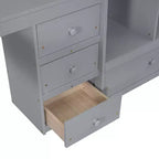 Lit mezzanine Bellemave avec bureau, étagères de rangement et tiroirs, cadre de lit mezzanine en bois avec barrières de sécurité et échelle intégrée pour adolescents et adultes