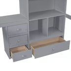 Lit mezzanine Bellemave avec bureau, étagères de rangement et tiroirs, cadre de lit mezzanine en bois avec barrières de sécurité et échelle intégrée pour adolescents et adultes