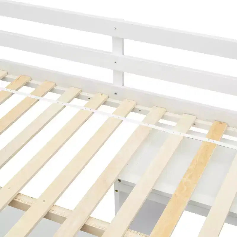 Lit mezzanine Bellemave avec bureau, étagères de rangement et tiroirs, cadre de lit mezzanine en bois avec barrières de sécurité et échelle intégrée pour adolescents et adultes