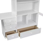 Lit mezzanine Bellemave avec bureau, étagères de rangement et tiroirs, cadre de lit mezzanine en bois avec barrières de sécurité et échelle intégrée pour adolescents et adultes