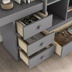 Lit mezzanine Bellemave avec bureau, étagères de rangement et tiroirs, cadre de lit mezzanine en bois avec barrières de sécurité et échelle intégrée pour adolescents et adultes