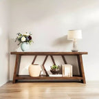 MAYEERTY 70.86 Table console à 2 niveaux extra longue, table de canapé rustique avec cadre en métal