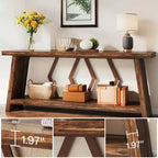 MAYEERTY 70.86 Table console à 2 niveaux extra longue, table de canapé rustique avec cadre en métal