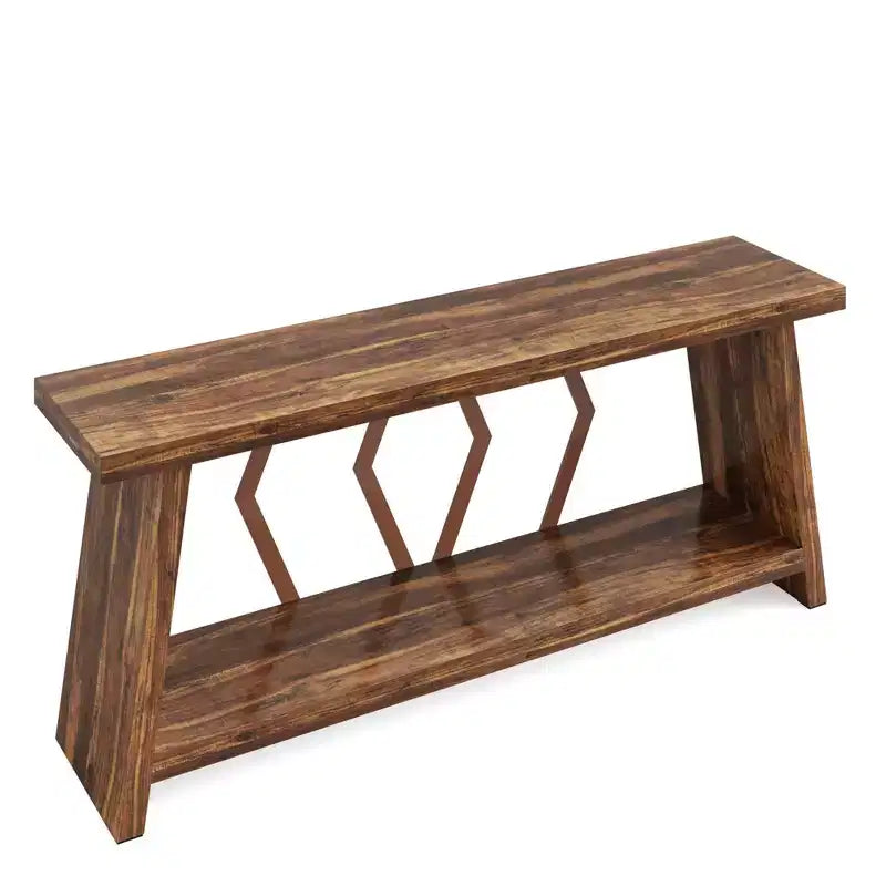 MAYEERTY 70.86 Table console à 2 niveaux extra longue, table de canapé rustique avec cadre en métal