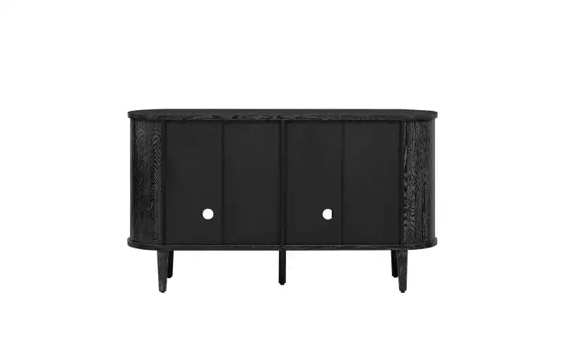 JVNOXK Buffet de rangement style ferme de 60 pouces avec portes vitrées et étagères réglables, Armoire de buffet en bois pour cuisine, Noir