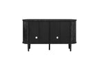 JVNOXK Buffet de rangement style ferme de 60 pouces avec portes vitrées et étagères réglables, Armoire de buffet en bois pour cuisine, Noir