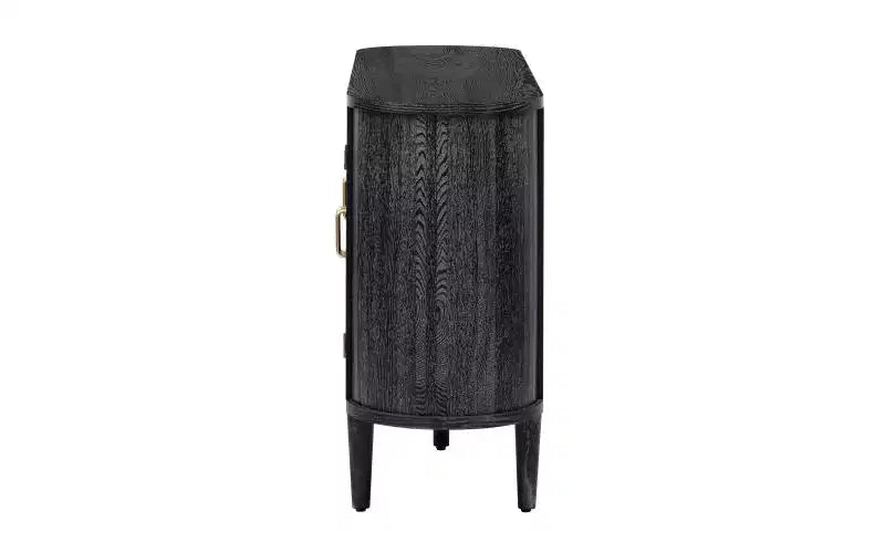 JVNOXK Buffet de rangement style ferme de 60 pouces avec portes vitrées et étagères réglables, Armoire de buffet en bois pour cuisine, Noir