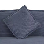 MAYEERTY 141.6 Canapé modulaire moderne en velours côtelé avec quatre oreillers pour salon bleu