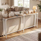 Table console Costway 71 po avec prise électrique et cadre en métal pour couloir, hall d'entrée, salon, naturel et blanc