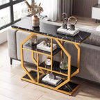 Console Costway 40" avec étagères de rangement et cadre en métal géométrique pour entrée de couloir