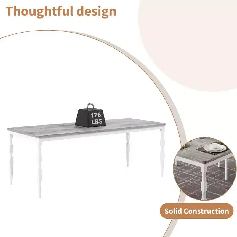 Table à manger rectangulaire, table de cuisine rustique de style ferme avec grand plateau, longue table de salle à manger en bois, table de dînette et de réception pour fêtes