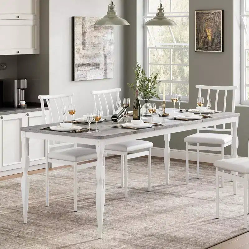 Table à manger rectangulaire, table de cuisine rustique de style ferme avec grand plateau, longue table de salle à manger en bois, table de dînette et de réception pour fêtes