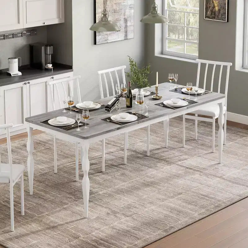 Table à manger rectangulaire, table de cuisine rustique de style ferme avec grand plateau, longue table de salle à manger en bois, table de dînette et de réception pour fêtes